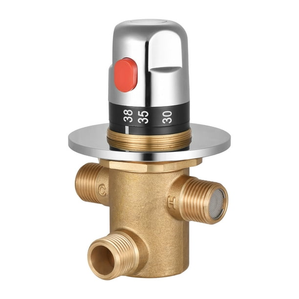 1/2 Brass Thermostatic Mixing Valve for Bathroom Shower Chrome Finished 3 Way 